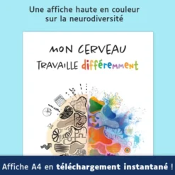 Affiche "Mon cerveau travaille différemment"