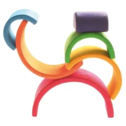 Arc-en-ciel en bois multicolore - 17 cm (6 pièces)