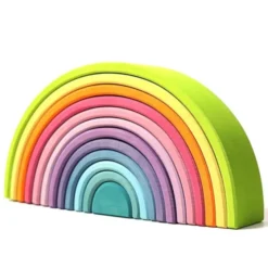 Arc-en-ciel en bois pastel