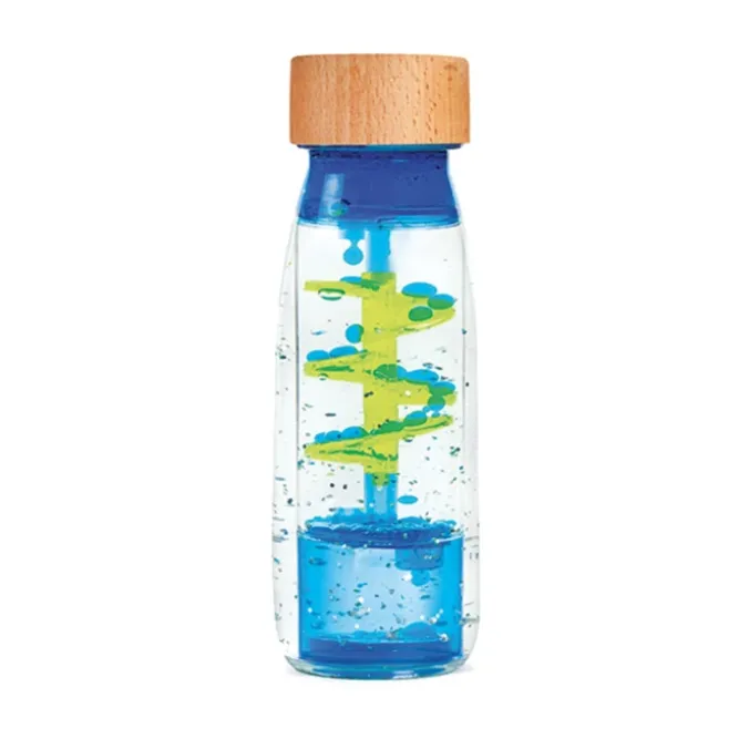 Bouteille sensorielle spirale bleue