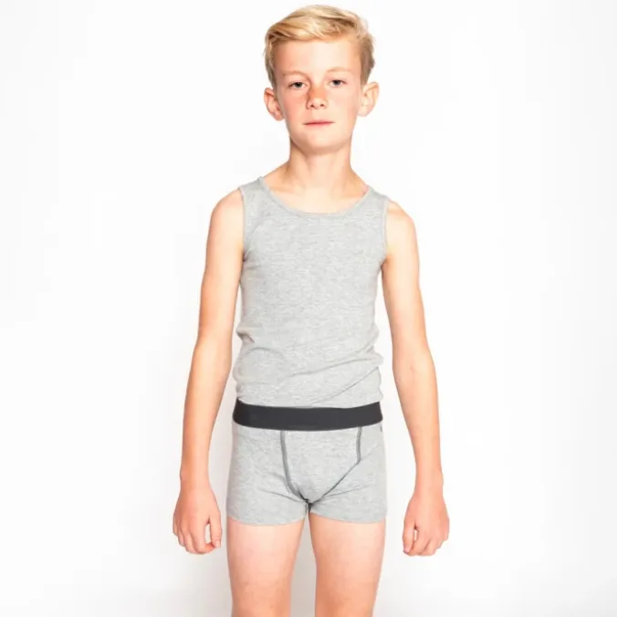 Boxers garçon ultra doux gris - Lot de 2