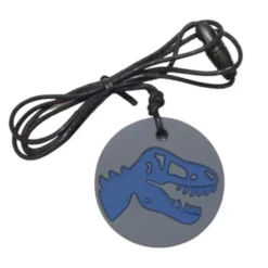 Collier dino - gris et bleu