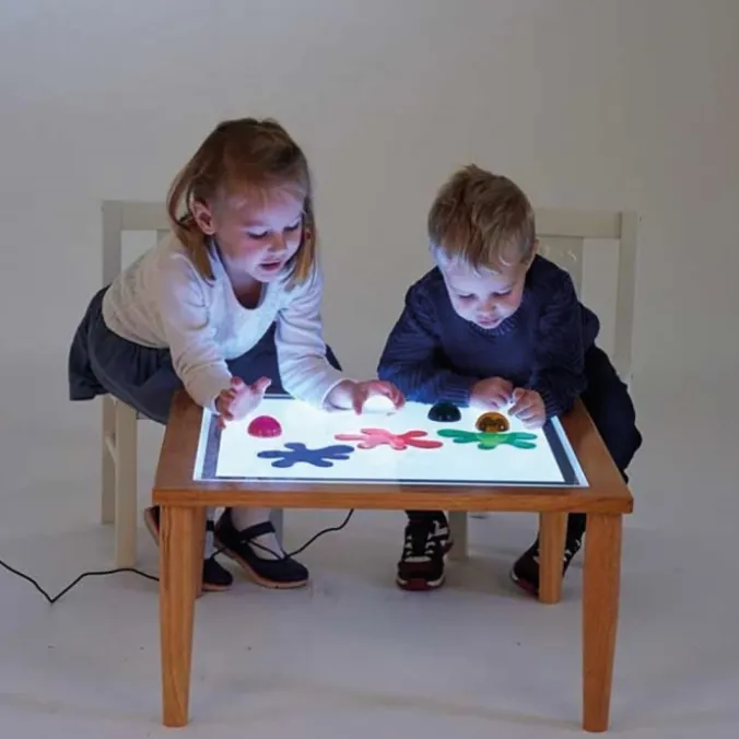 Console bois avec table lumineuse