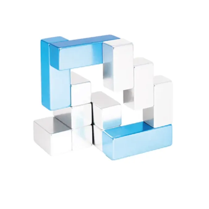 Cube metal - argent/bleu