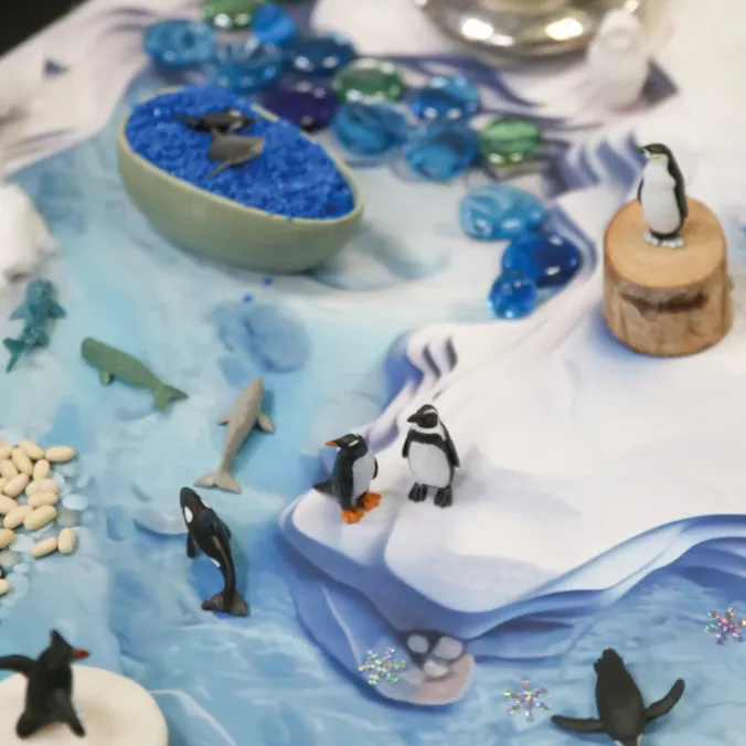 Décor monde hivernal pour bac d'exploration