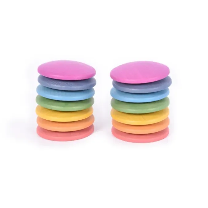 Disques en bois arc-en-ciel