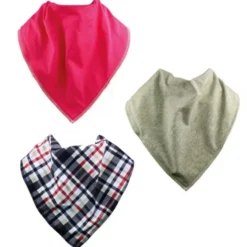 Foulards bavoirs bibbles -tartan/framboise/gris