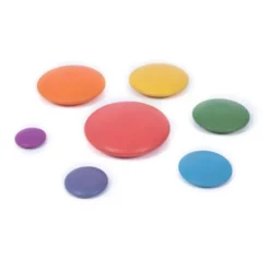 Galets en bois Arc-en-ciel x 7