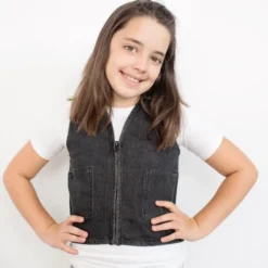 Gilet stretch en jean noir lesté