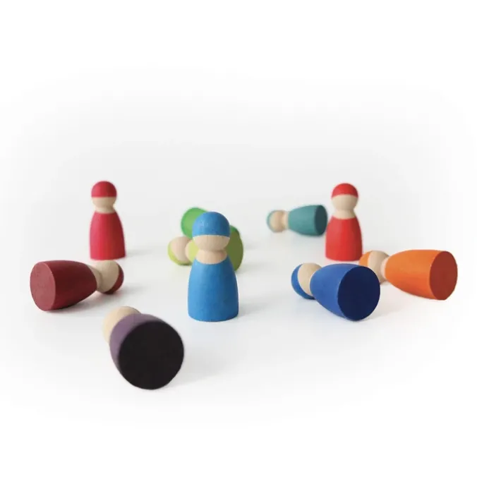 Lutins de bois multicolores par 12