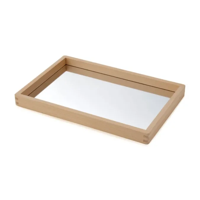 Petit plateau miroir en bois