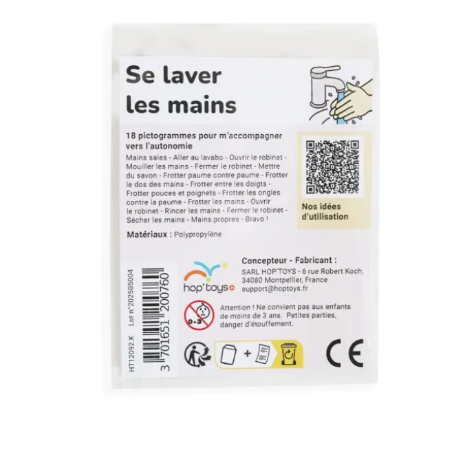 18 pictogrammes - Se laver les mains - Style kawaii