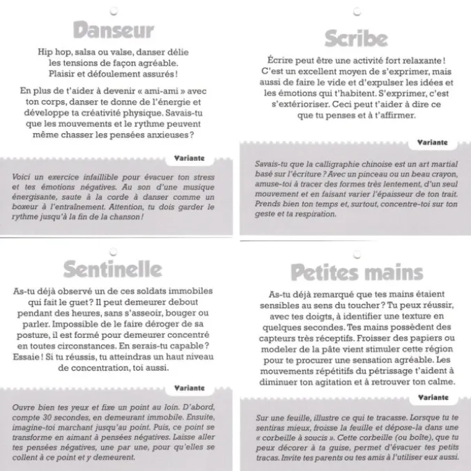 Retour au calme - cartons de jeu