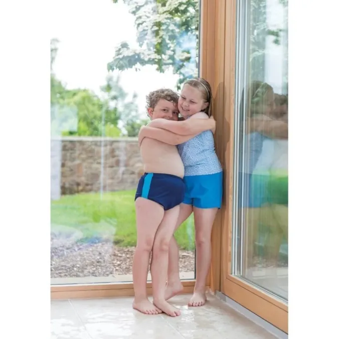 Slip de bain incontinence enfant - Bleu marine/Turquoise