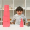 Tour d'empilage rose Montessori